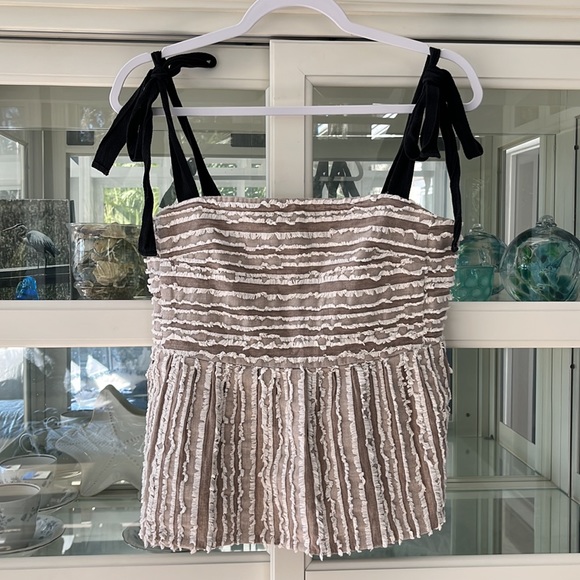 Anthropologie Maeve Soeli Fringe Crop Tank Top Texture Size Medium - Picture 3 of 10